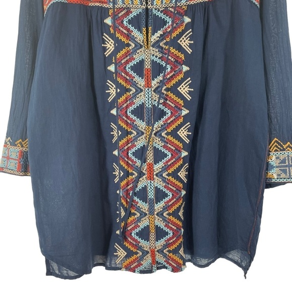 Johnny Was 3J Workshop Embroidered Rose Flower Long Sleeve Blouse Top - Sz S - Picture 6 of 16